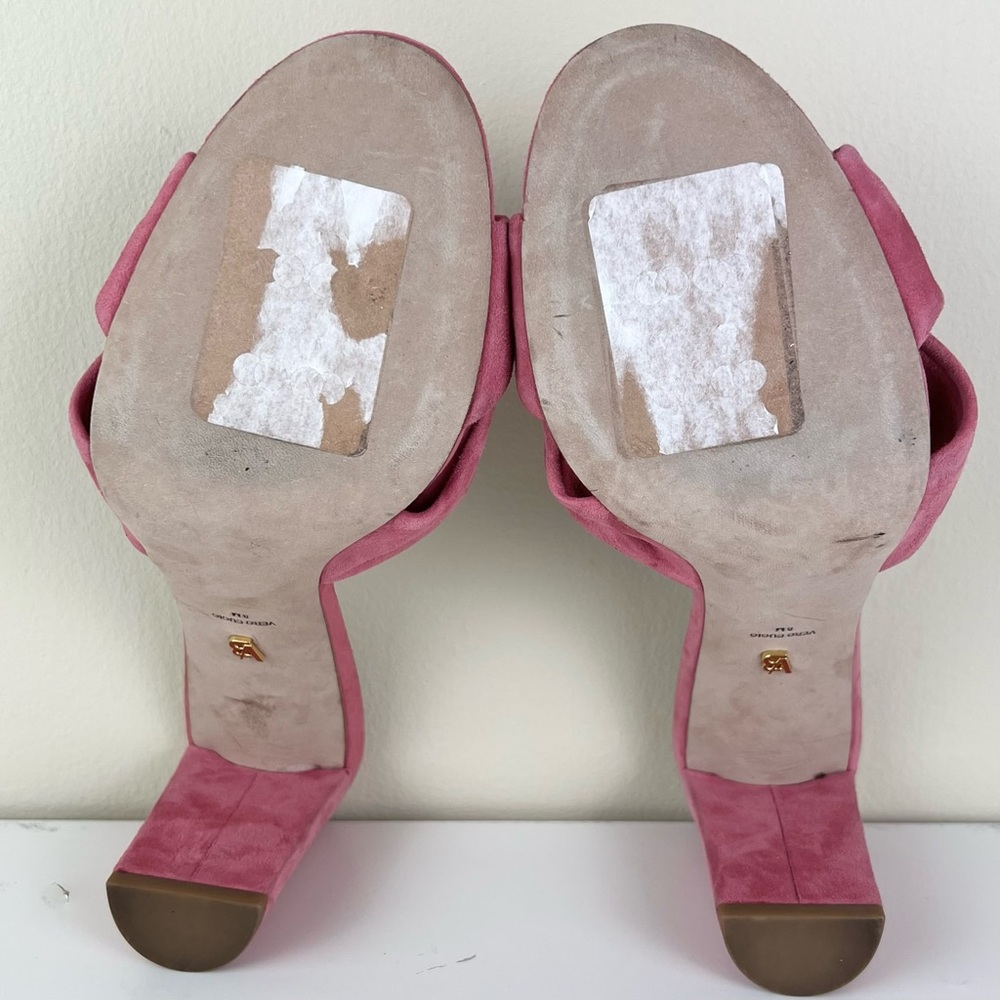 NEW VERONICA BEARD PINK SUEDE KNOT-FRONT SANDALS - Picture 13 of 13